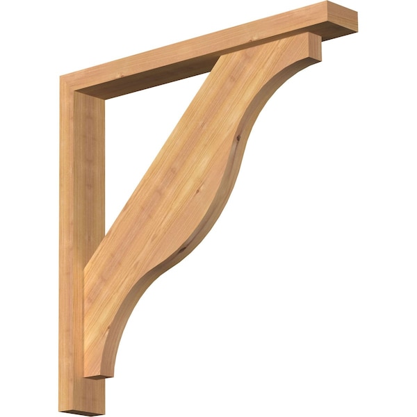 Ekena Millwork Funston Block Smooth Bracket w/ Offset Brace, Western Red Cedar, 3 1/2"W x 26"D x 26"H BKT0402X26X26FST05SWR - main